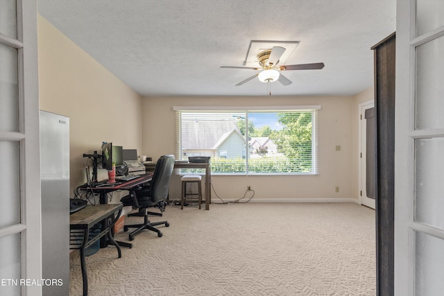 15 Breakers Ct, Clinton, TN 37716 - home office with carpet, a ceiling fan, and a textured ceiling