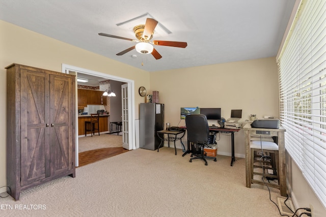 15 Breakers Ct, Clinton, TN 37716 - home office with carpet flooring, ceiling fan, and baseboards