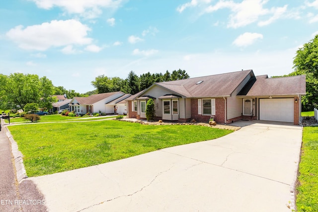 15 Breakers Ct, Clinton, TN 37716 - ranch-style house with an attached garage, brick siding, driveway, and a front lawn
