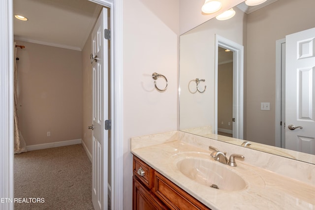 210 Oologila Pl, Loudon, TN 37774 - bathroom featuring crown molding, vanity, and baseboards