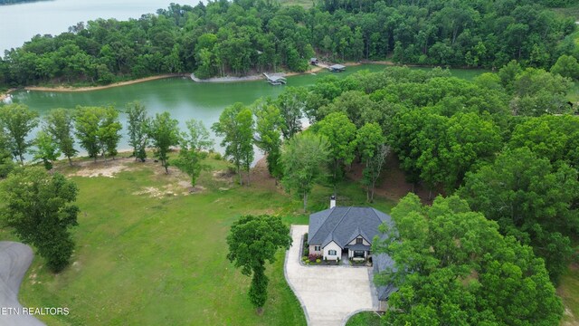 708 Lakeside Ct, Dandridge, TN 37725 - aerial view of property and surrounding area with a large body of water and a forest