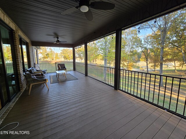 708 Lakeside Ct, Dandridge, TN 37725 - wooden terrace featuring a ceiling fan