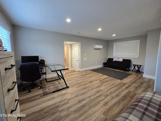 708 Lakeside Ct, Dandridge, TN 37725 - office space featuring an AC wall unit, wood finished floors, recessed lighting, and baseboards