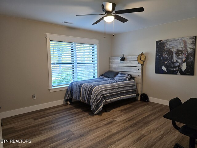 708 Lakeside Ct, Dandridge, TN 37725 - bedroom featuring wood finished floors, baseboards, and ceiling fan