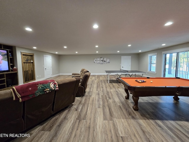 708 Lakeside Ct, Dandridge, TN 37725 - playroom with wood finished floors, recessed lighting, baseboards, and billiards