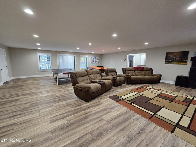 708 Lakeside Ct, Dandridge, TN 37725 - living area featuring recessed lighting, wood finished floors, billiards table, and baseboards