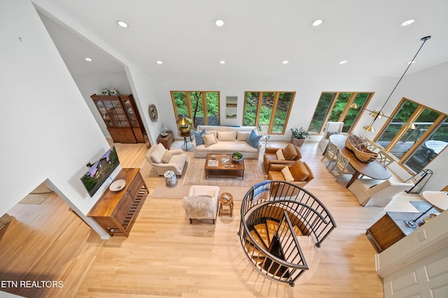 1907 Oakwood Rd, Walland, TN 37886 - sunken living room featuring recessed lighting and light wood-style flooring