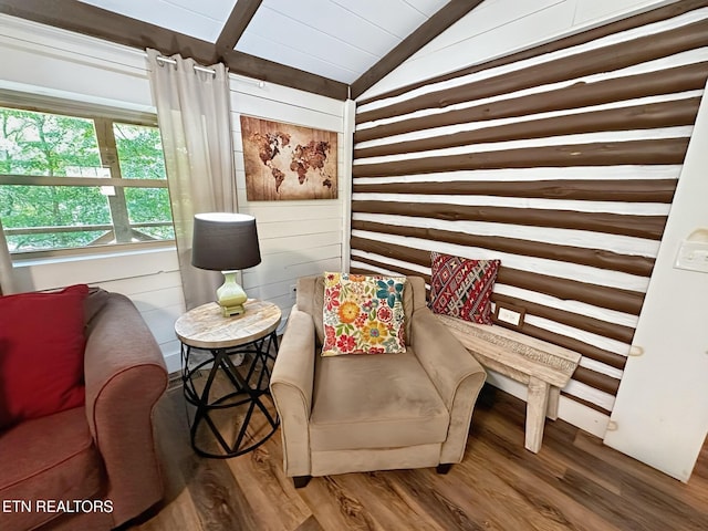 576 Mill Creek Rd, Pigeon Forge, TN 37863 - sitting room featuring wood finished floors and vaulted ceiling