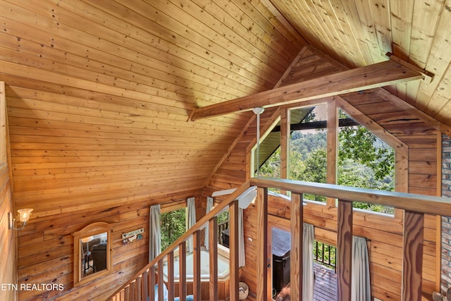 2941 Valley Springs Way, Sevierville, TN 37862 - detailed view of wood ceiling with exposed beams and wood walls