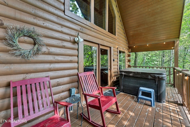 2941 Valley Springs Way, Sevierville, TN 37862 - wooden terrace with a hot tub