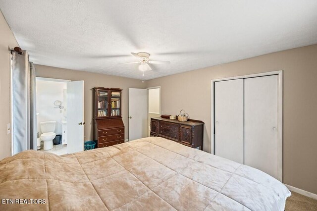 1000 Burgess Mills Rd, Cookeville, TN 38506 - bedroom with a closet, carpet flooring, ensuite bathroom, baseboards, and ceiling fan