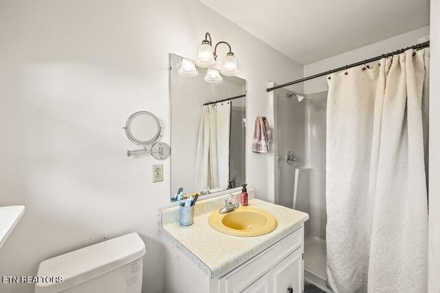 1000 Burgess Mills Rd, Cookeville, TN 38506 - bathroom with toilet, vanity, and a shower with curtain