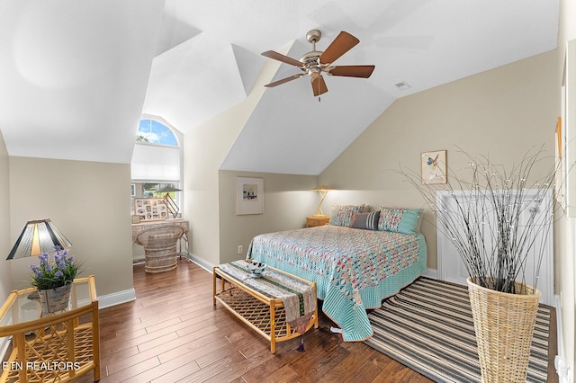 105 Gogeyi Trl, Vonore, TN 37885 - bedroom with lofted ceiling, baseboards, wood finished floors, and a ceiling fan