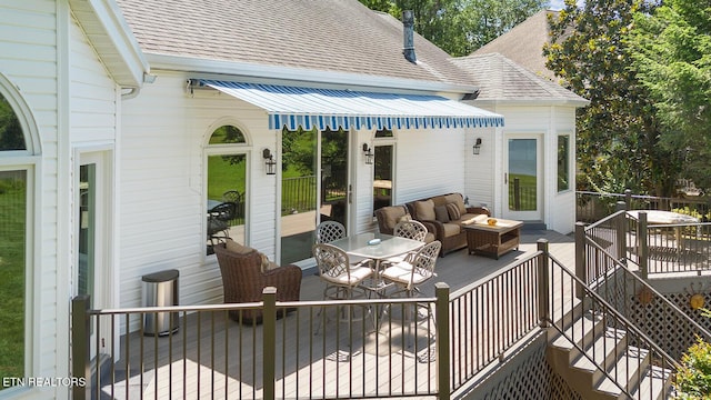 105 Gogeyi Trl, Vonore, TN 37885 - wooden deck with an outdoor hangout area and stairs