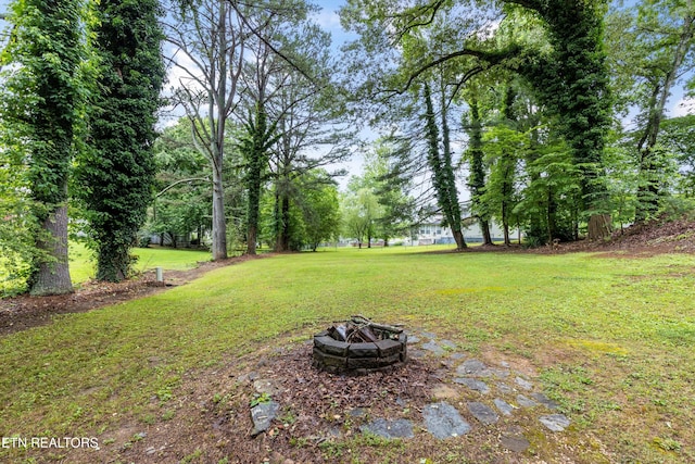 1420 Brentwood Dr, Athens, TN 37303 - view of green lawn with an outdoor fire pit