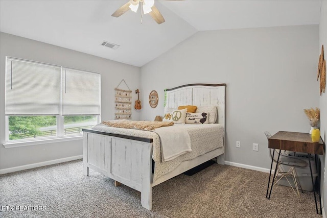 3950 Cherokee Woods Way Unit 204, Knoxville, TN 37920 - carpeted bedroom featuring lofted ceiling, baseboards, and a ceiling fan