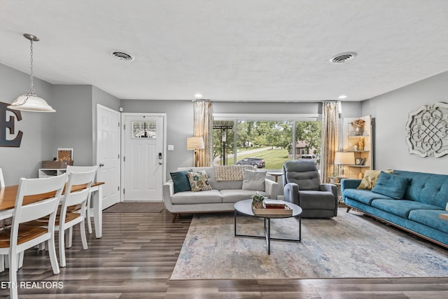 2116 Pleasant View Rd, Knoxville, TN 37914 - living area featuring dark wood-type flooring and recessed lighting