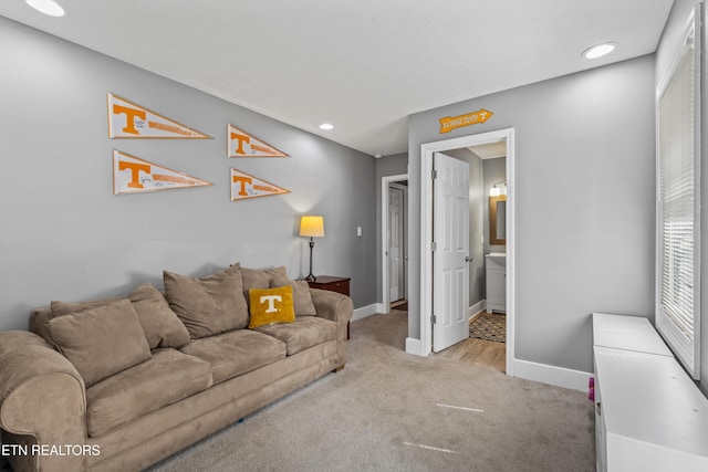 2116 Pleasant View Rd, Knoxville, TN 37914 - carpeted living area with baseboards and recessed lighting