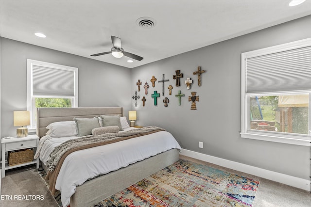 2116 Pleasant View Rd, Knoxville, TN 37914 - carpeted bedroom with baseboards, recessed lighting, and ceiling fan