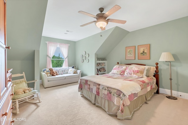 670 Hawk View Dr, Townsend, TN 37882 - bedroom featuring carpet, a ceiling fan, and lofted ceiling