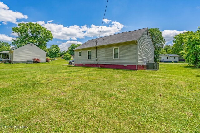 159 Little Creek Ln, Lafollette, TN 37766 - back of property featuring a yard, cooling unit, and crawl space