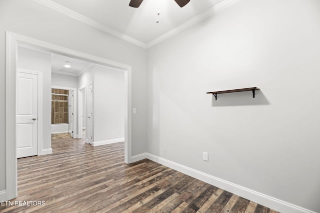 115 Tsuhdatsi Way, Loudon, TN 37774 - empty room featuring a ceiling fan, wood finished floors, baseboards, and ornamental molding