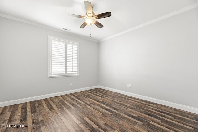 115 Tsuhdatsi Way, Loudon, TN 37774 - empty room featuring a ceiling fan, baseboards, dark wood-style flooring, and crown molding