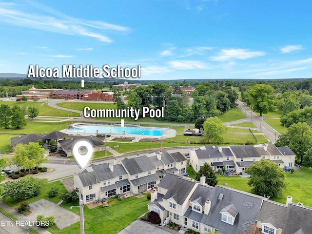 633 Vose Rd Unit G, Alcoa, TN 37701 - aerial perspective of suburban area featuring a pool