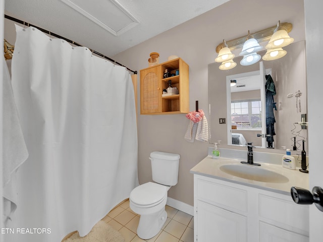 633 Vose Rd Unit G, Alcoa, TN 37701 - bathroom with toilet, tile patterned flooring, vanity, ensuite bathroom, and curtained shower
