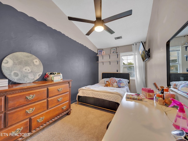 633 Vose Rd Unit G, Alcoa, TN 37701 - carpeted bedroom with vaulted ceiling and a ceiling fan