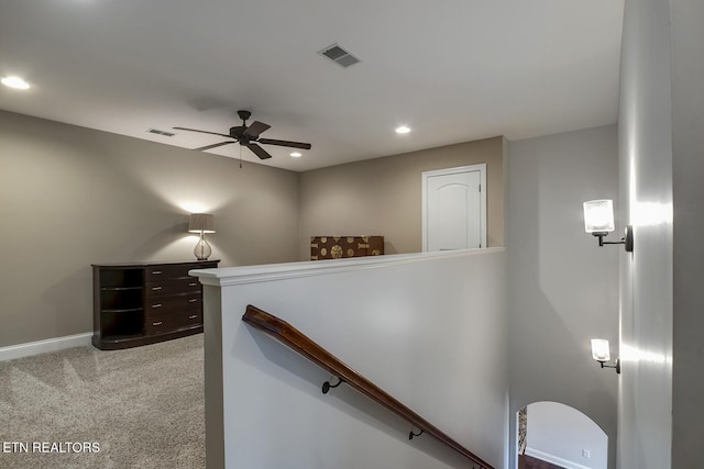 220 Tommotley Dr, Loudon, TN 37774 - corridor with an upstairs landing, light colored carpet, recessed lighting, and baseboards