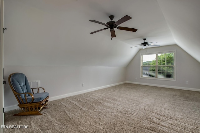 220 Tommotley Dr, Loudon, TN 37774 - unfurnished room featuring vaulted ceiling, carpet floors, baseboards, and a ceiling fan