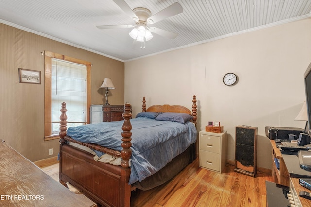 2009 Tellico Reliance Rd, Reliance, TN 37369 - bedroom with light wood-style flooring, ornamental molding, baseboards, and a ceiling fan