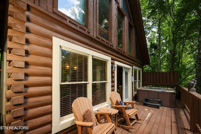 556 Wildwood Forest Way, Sevierville, TN 37876 - wooden terrace with a hot tub