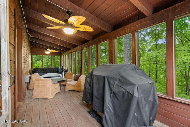 4372 Boogertown Rd Apt 2, Sevierville, TN 37876 - sunroom with an outdoor hangout area and ceiling fan