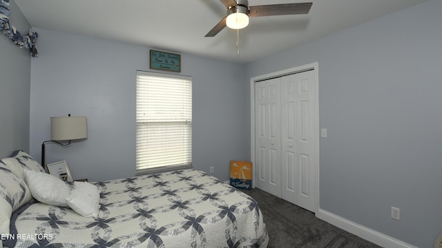 106 Alfred Mccammon Rd, Maryville, TN 37804 - bedroom with dark carpet, a closet, and ceiling fan