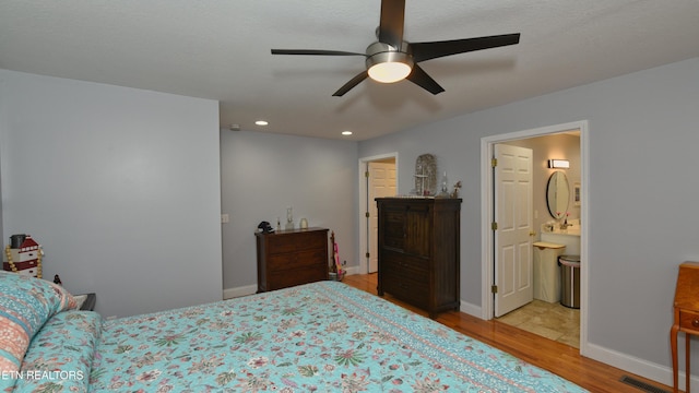 106 Alfred Mccammon Rd, Maryville, TN 37804 - bedroom featuring wood finished floors, recessed lighting, baseboards, a ceiling fan, and ensuite bathroom