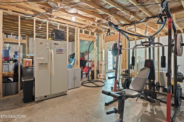 376 Old Holderford Rd, Kingston, TN 37763 - below grade area featuring white fridge with ice dispenser