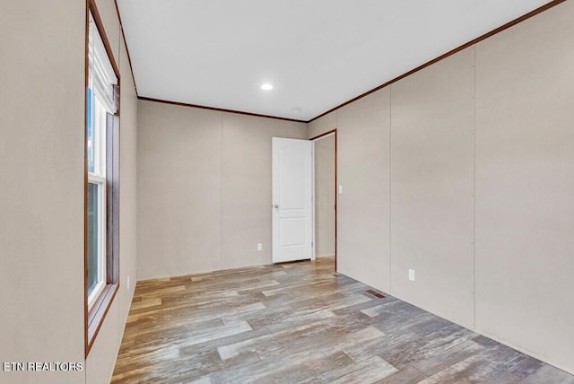 3841 Mcbroom Chapel Rd, Cookeville, TN 38501 - unfurnished room with ornamental molding, wood finished floors, and recessed lighting