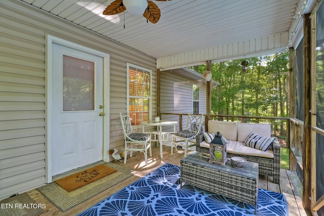 3021 Shawnee Rd, Crossville, TN 38572 - sunroom / solarium with an outdoor living space and ceiling fan