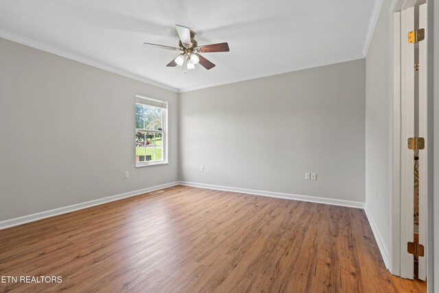 327 Villa Dr Unit 327, Seymour, TN 37865 - unfurnished room with a ceiling fan, ornamental molding, wood finished floors, and baseboards