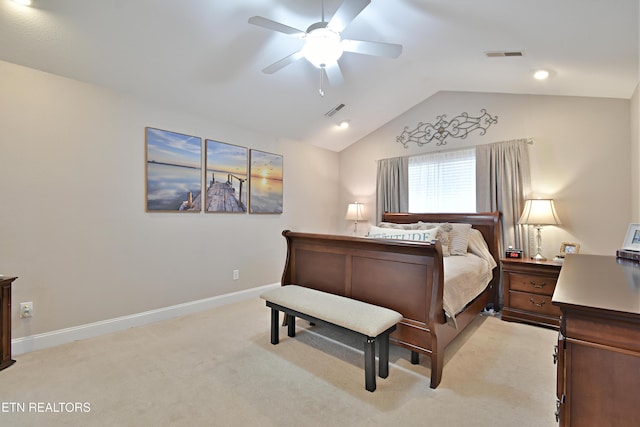 5821 Matalin Ln, Knoxville, TN 37918 - bedroom with vaulted ceiling, light colored carpet, baseboards, and a ceiling fan