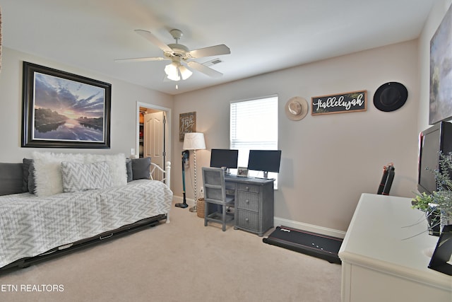 5821 Matalin Ln, Knoxville, TN 37918 - bedroom featuring a desk, carpet flooring, baseboards, ceiling fan, and a spacious closet