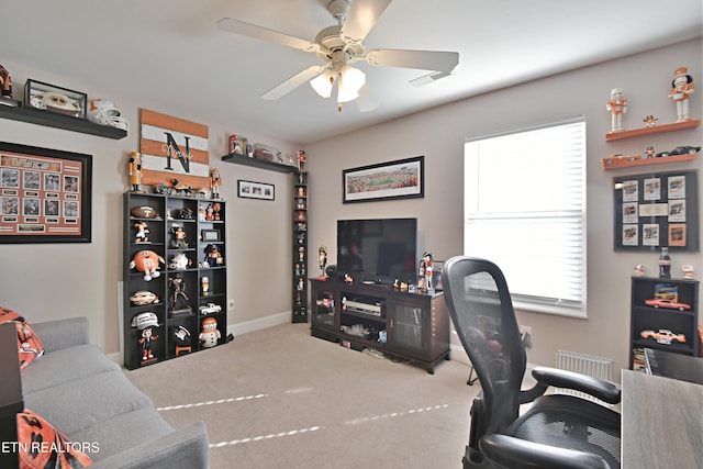 5821 Matalin Ln, Knoxville, TN 37918 - home office with ceiling fan, carpet flooring, and baseboards