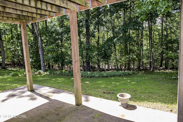 247 Lakeview Dr, Crossville, TN 38558 - view of grassy yard with a patio and a pergola
