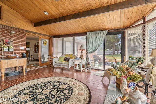 5912 New Beaver Creek Dr, Knoxville, TN 37931 - sunroom / solarium featuring wood ceiling, tile patterned flooring, and floor to ceiling windows