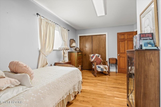5912 New Beaver Creek Dr, Knoxville, TN 37931 - bedroom with light wood finished floors, a closet, and ornamental molding