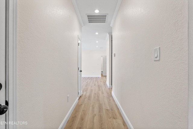 1287 Lori Ellen Ct, Sevierville, TN 37876 - hallway featuring ornamental molding, light wood-style flooring, baseboards, recessed lighting, and a textured wall
