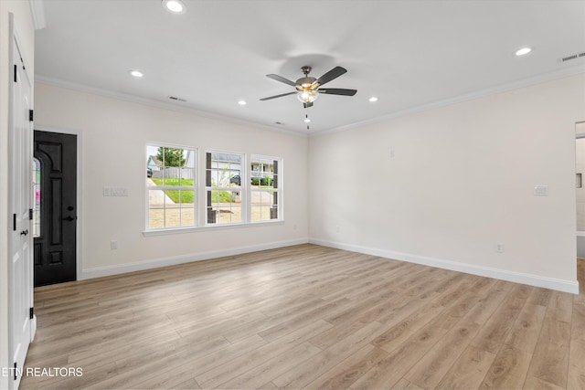 1287 Lori Ellen Ct, Sevierville, TN 37876 - unfurnished room featuring light wood finished floors, ceiling fan, ornamental molding, baseboards, and recessed lighting