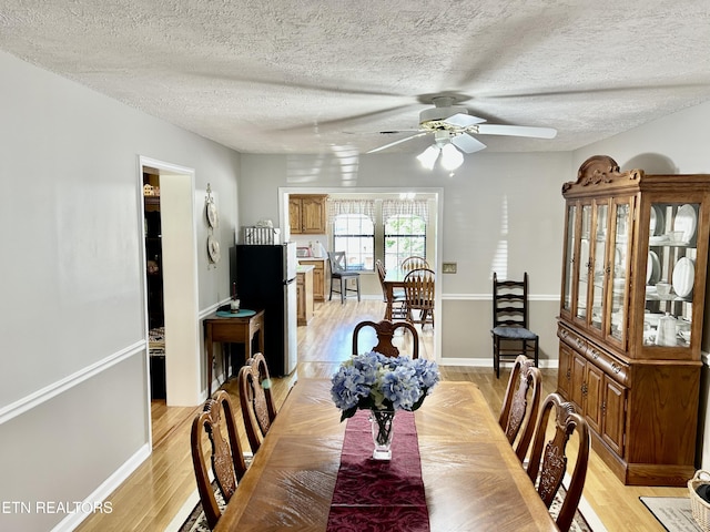 762 Commanche Dr, Jefferson City, TN 37760 - dining space featuring ceiling fan, light wood-style flooring, a textured ceiling, and baseboards
